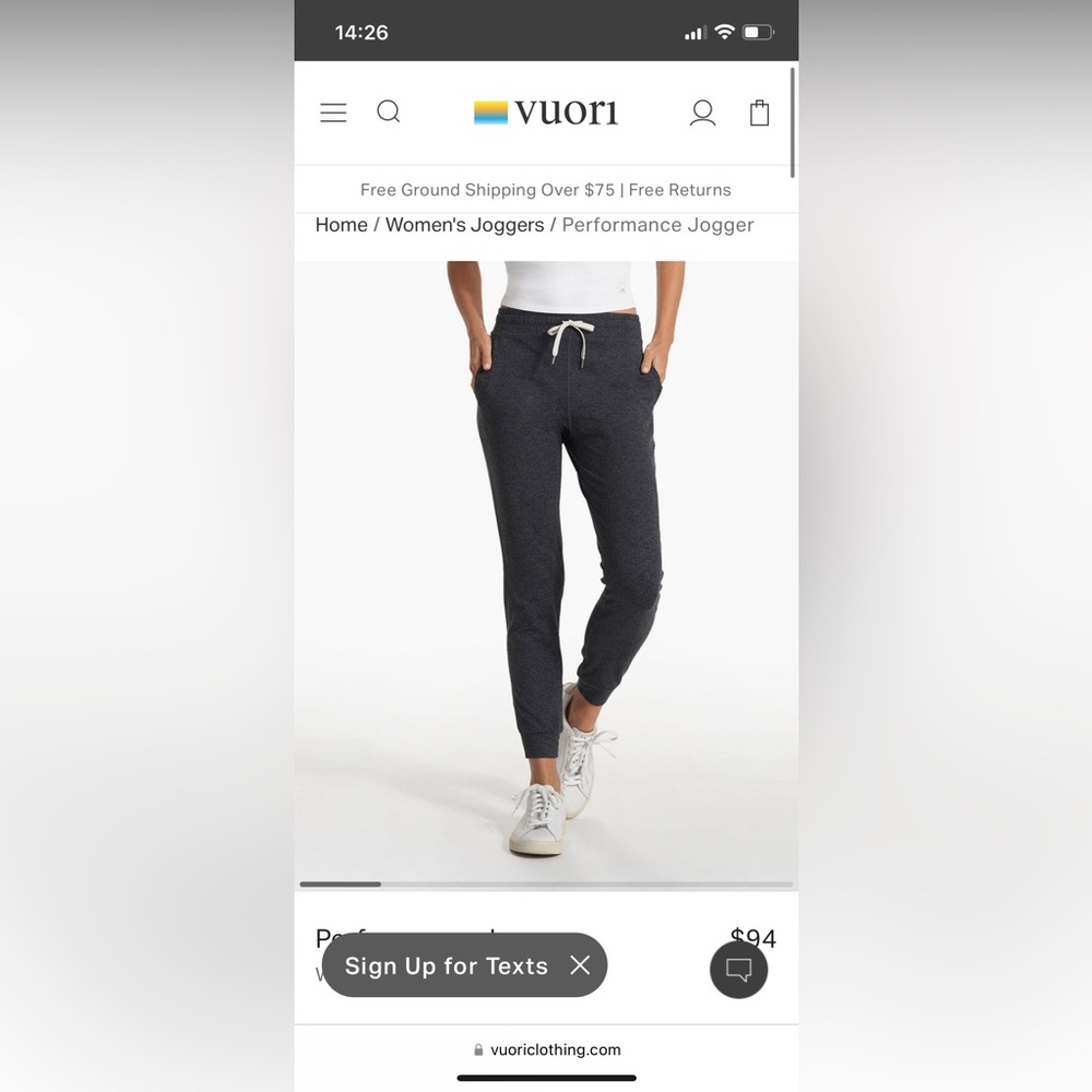 Vuori Performance Jogger Charcoal